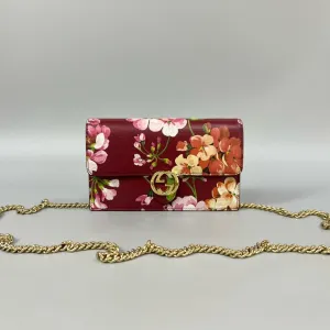 Gucci Flora Wallet on Chain in Red Leather - Preloved Designer Crossbody Bag