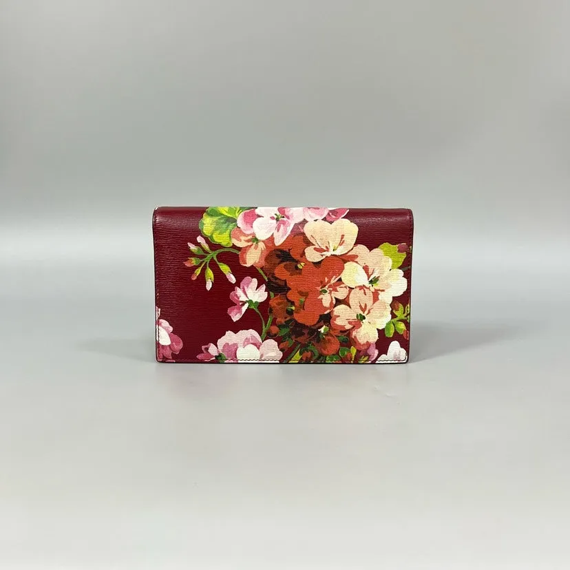 Gucci Flora Wallet on Chain in Red Leather - Preloved Designer Crossbody Bag