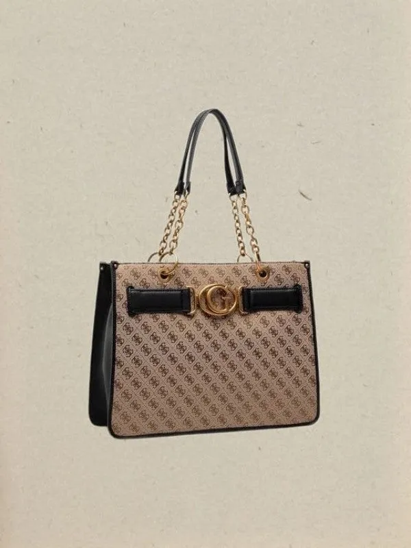 GUESS Aviana Tote Latte Black Handbags With Dust Bag