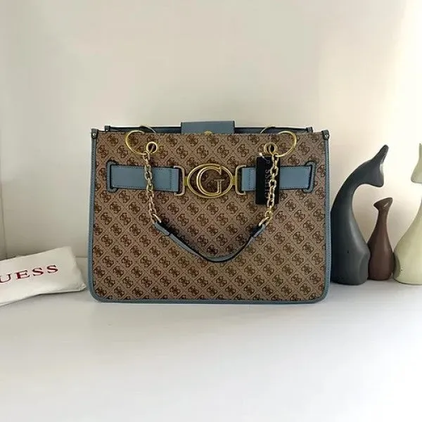 GUESS Aviana Tote Latte Black Handbags With Dust Bag