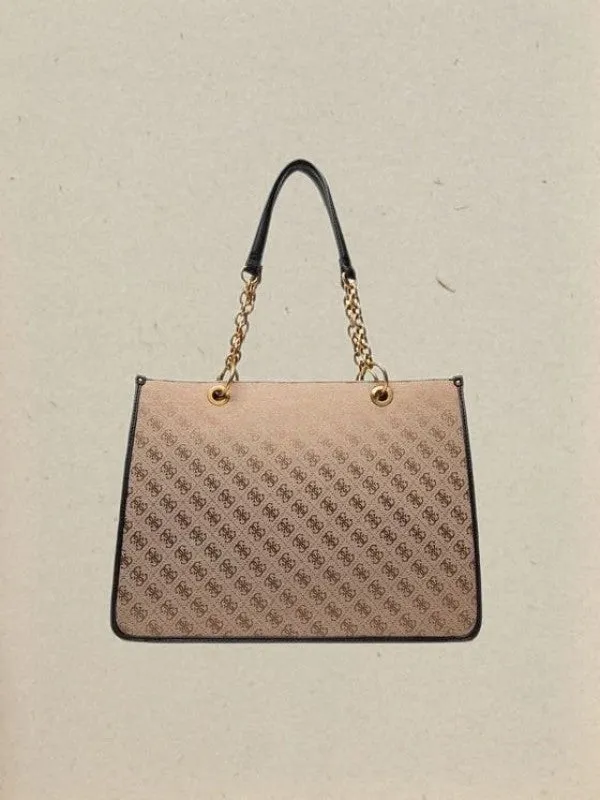 GUESS Aviana Tote Latte Black Handbags With Dust Bag