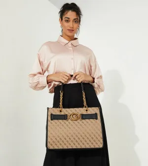GUESS Aviana Tote Latte Black Handbags With Dust Bag