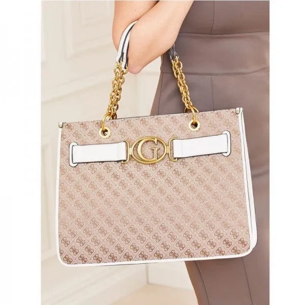 GUESS Aviana Tote Latte Black Handbags With Dust Bag