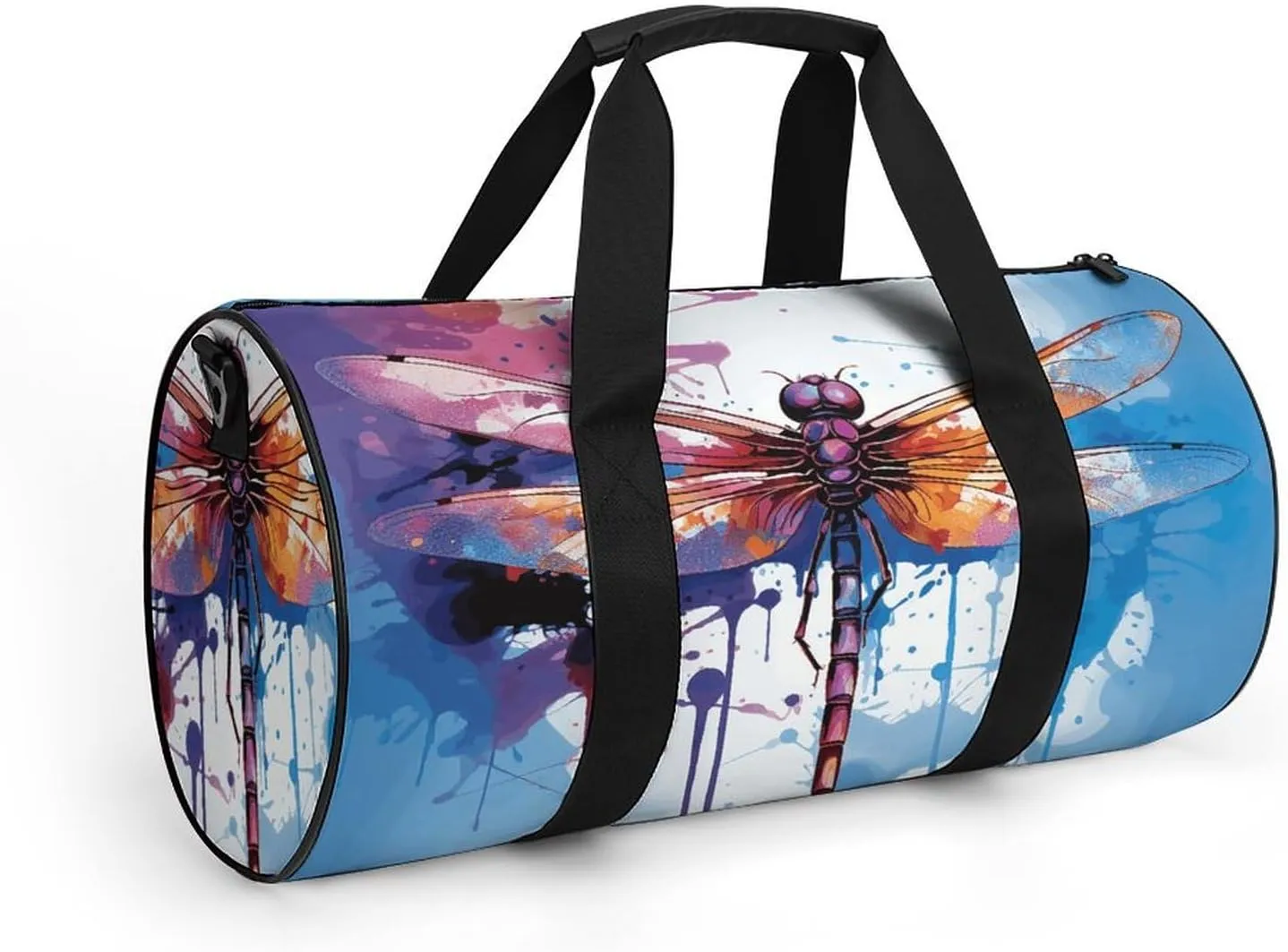 Gym Bag for Men Women Colorful Abstract Dragonfly Duffel Bag Overnight Bag with Compartment Gym Sackpac