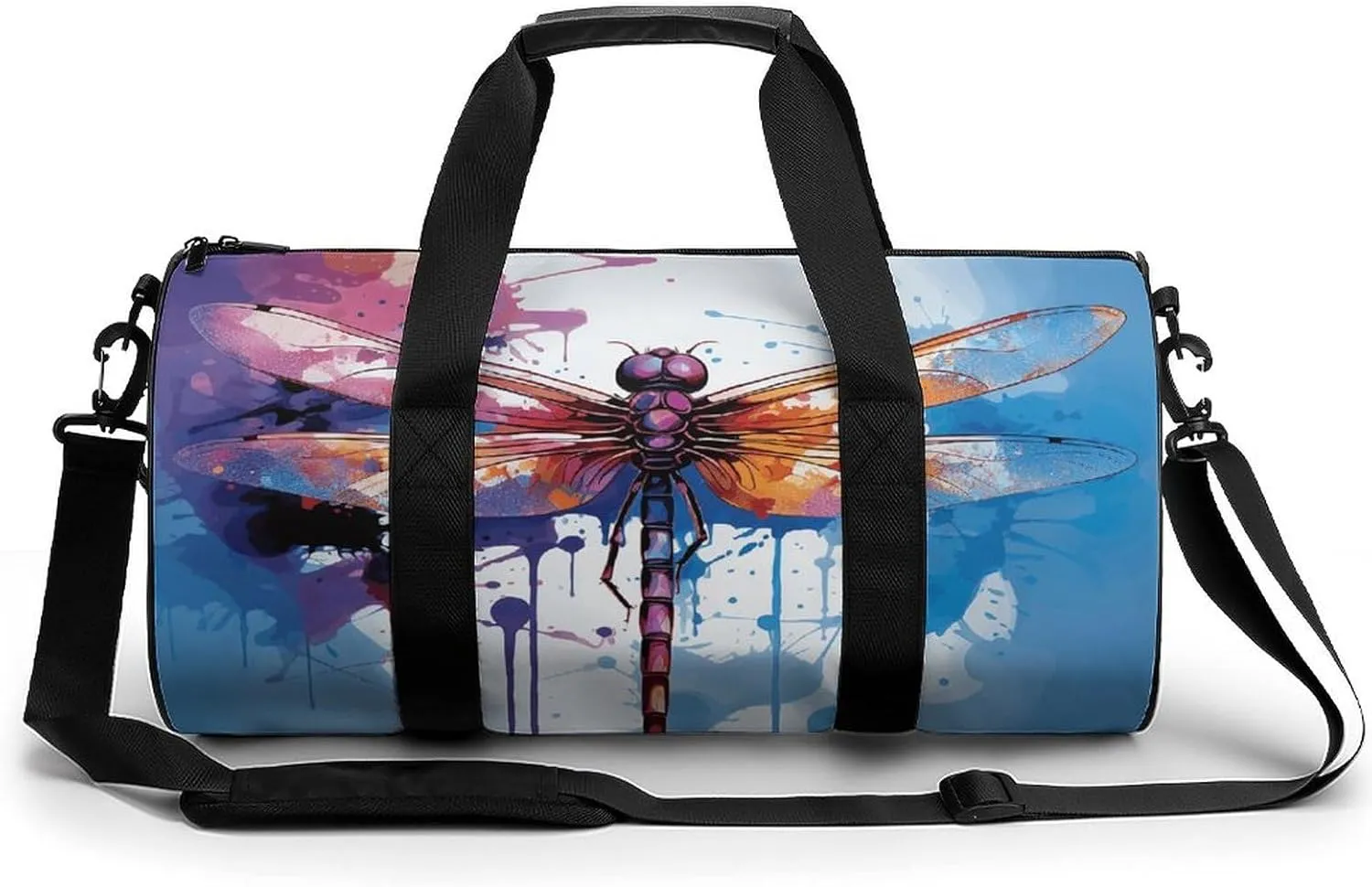 Gym Bag for Men Women Colorful Abstract Dragonfly Duffel Bag Overnight Bag with Compartment Gym Sackpac