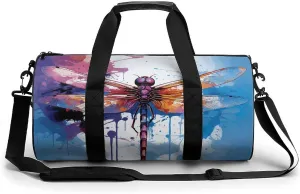 Gym Bag for Men Women Colorful Abstract Dragonfly Duffel Bag Overnight Bag with Compartment Gym Sackpac
