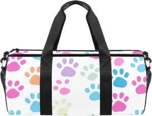 Gym Bags for Women,Duffle Bag for Travel,Colorful Dog Footprints Cartoon,Gym Bag for Men