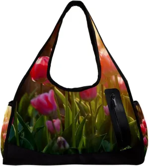 Gym Bags for Women,Duffle Bag for Travel,Colorful Tulip Sunlight Flower,Gym Bag for Men