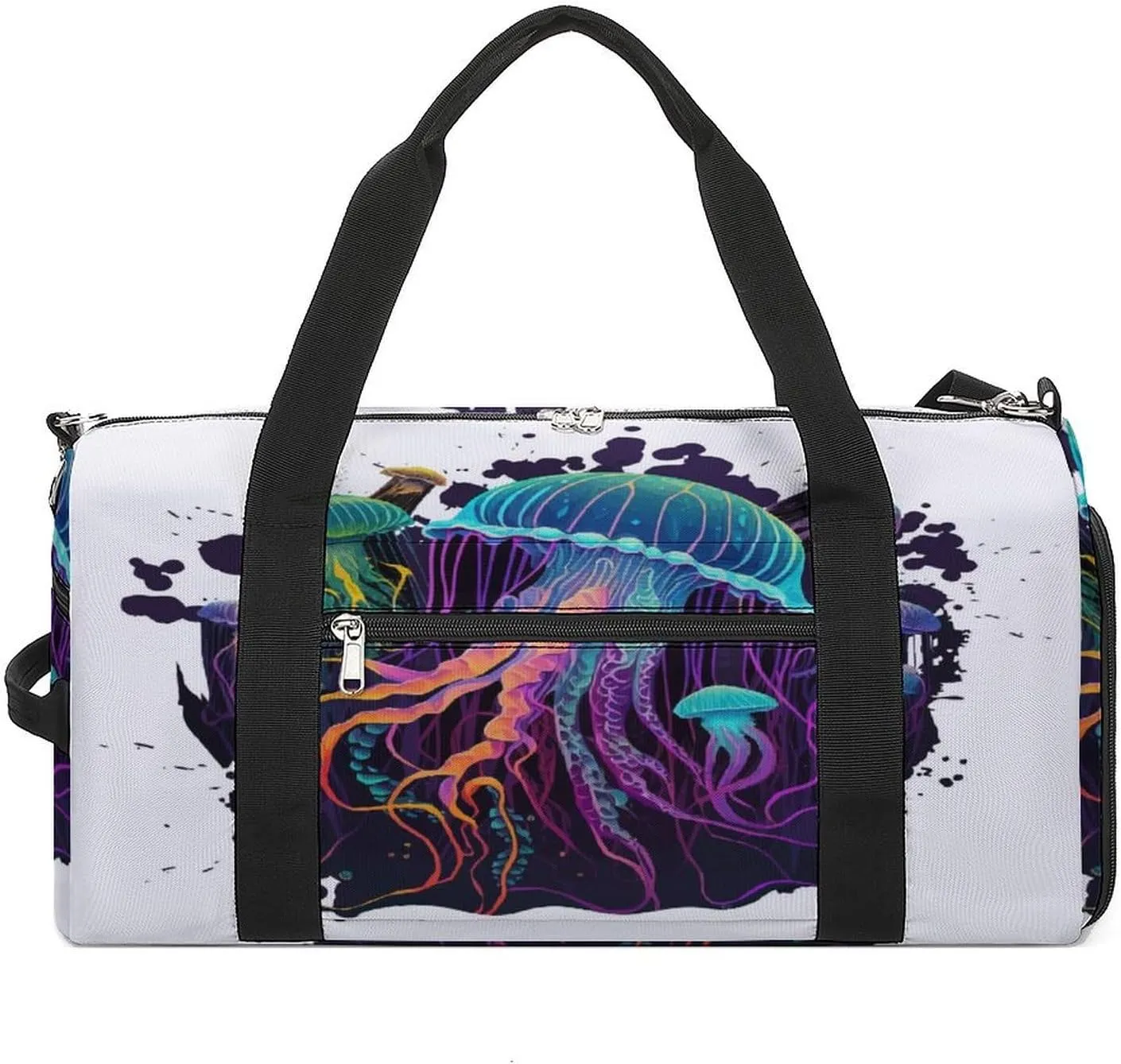Gym Duffel Bag with Shoe Compartment Wet Pocket, Colorful Jellyfishs Travel Bag for Men Women