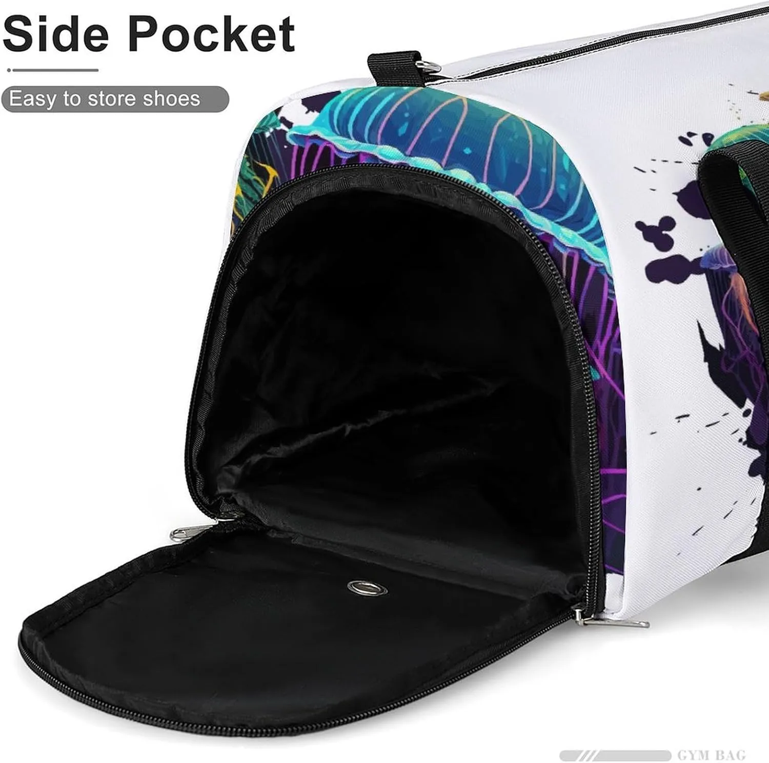 Gym Duffel Bag with Shoe Compartment Wet Pocket, Colorful Jellyfishs Travel Bag for Men Women