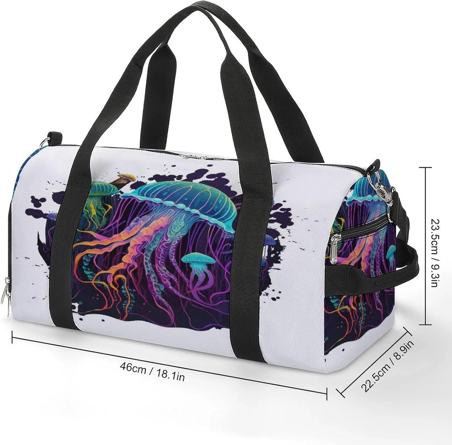 Gym Duffel Bag with Shoe Compartment Wet Pocket, Colorful Jellyfishs Travel Bag for Men Women