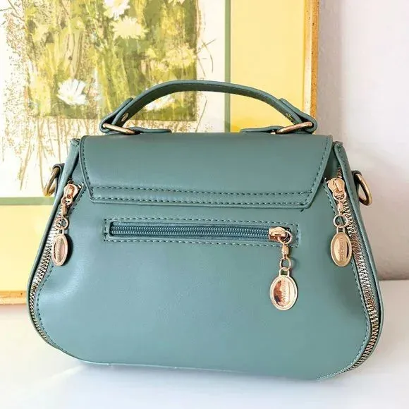 H1816 - Embroided Green Floral Handbag