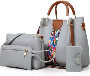 Handbags and Purse for Women Shoulder Bags Top-Handle Bags Tote Satchel Hobo 4pcs Set(Brown)