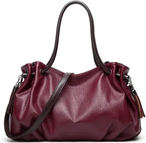 Handbags and Purses for Women Fashion Shoulder Bag Tassle Crossbody Bag Tote Satchel Top Handle Bag(Black)