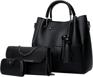 Handbags and Purses for Women Fashion Tote Bags Tassle Shoulder Bag Top Handle Satchel Purse Set 3pcs