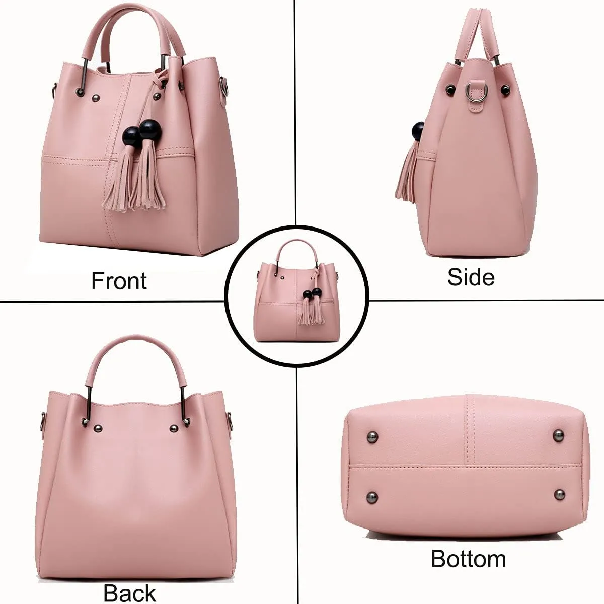 Handbags and Purses for Women Fashion Tote Bags Tassle Shoulder Bag Top Handle Satchel Purse Set 3pcs