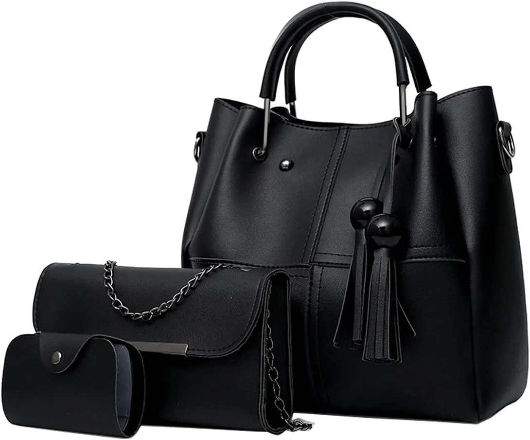 Handbags and Purses for Women Fashion Tote Bags Tassle Shoulder Bag Top Handle Satchel Purse Set 3pcs