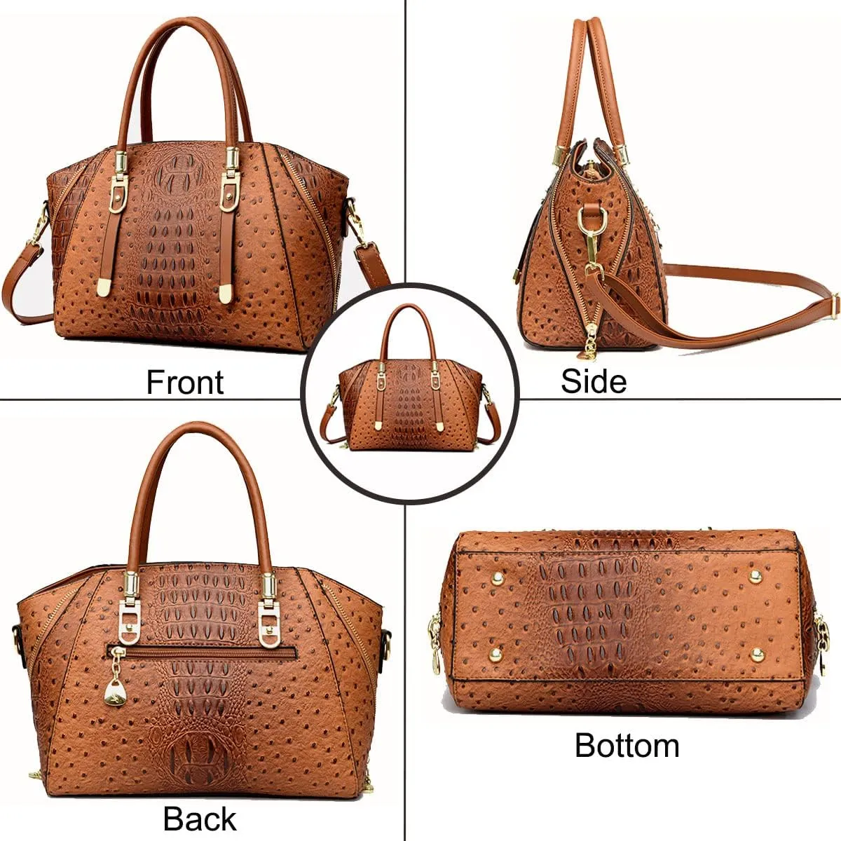 Handbags and Purses for Women PU Leather Shoulder Bag Crocodile Pattern Top-Handle Satchel Fashion Ladies Tote