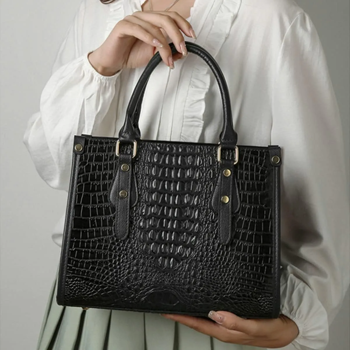 Handbags and Purses for Women PU Leatner Shoulder Fashion Top-Handle Satchel Tote Crocodile Pattern Crossbody Bag