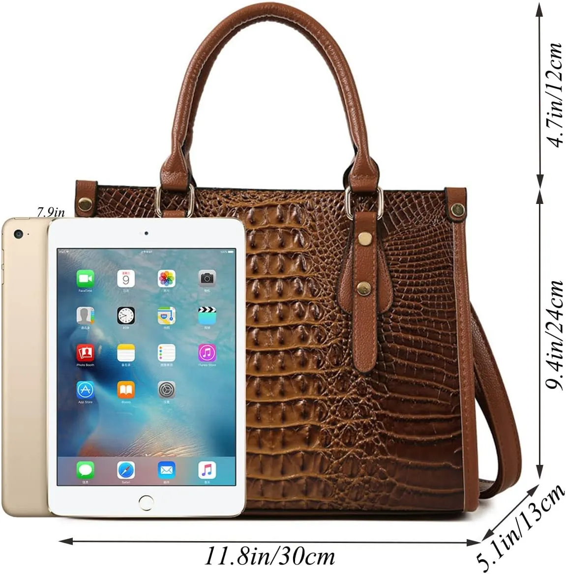 Handbags and Purses for Women PU Leatner Shoulder Fashion Top-Handle Satchel Tote Crocodile Pattern Crossbody Bag