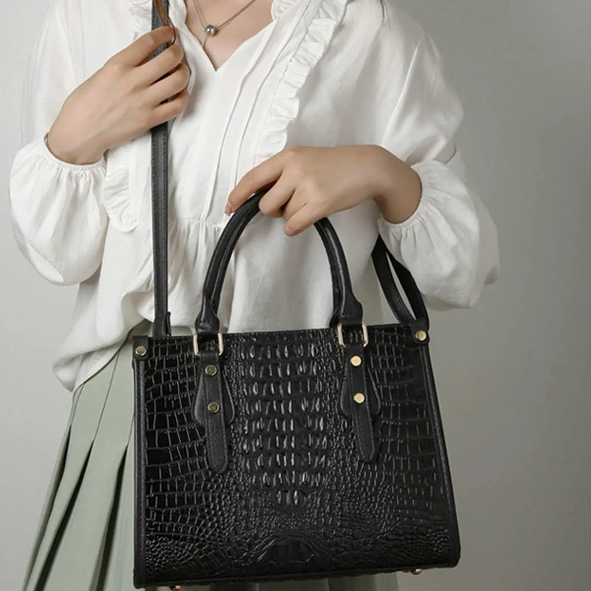 Handbags and Purses for Women PU Leatner Shoulder Fashion Top-Handle Satchel Tote Crocodile Pattern Crossbody Bag