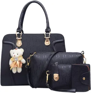 Handbags for Women Shoulder Bags Tote Satchel Hobo 4pcs Purse Set Rose red