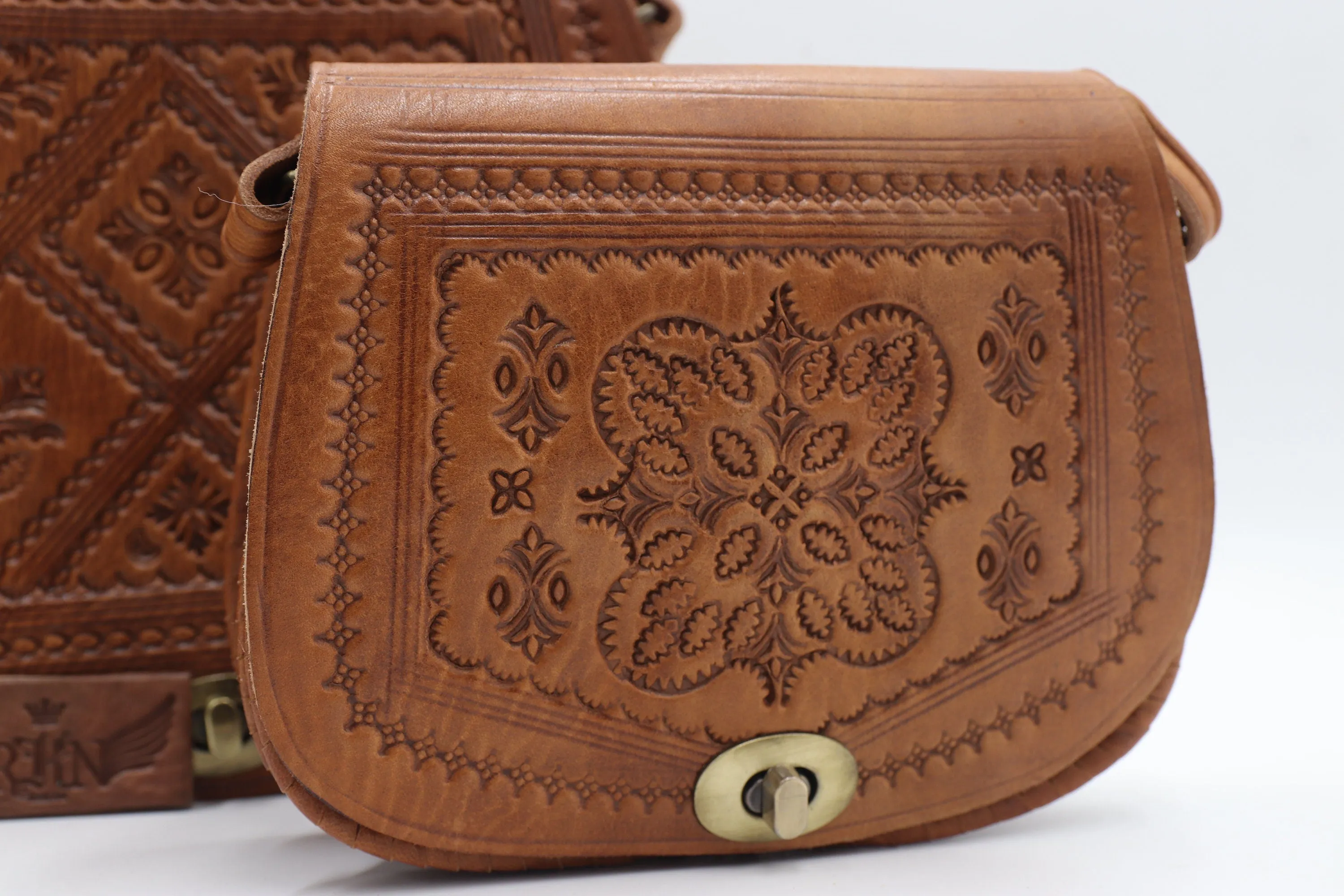Handcrafted Leather Crossbody Bag in Camel Color
