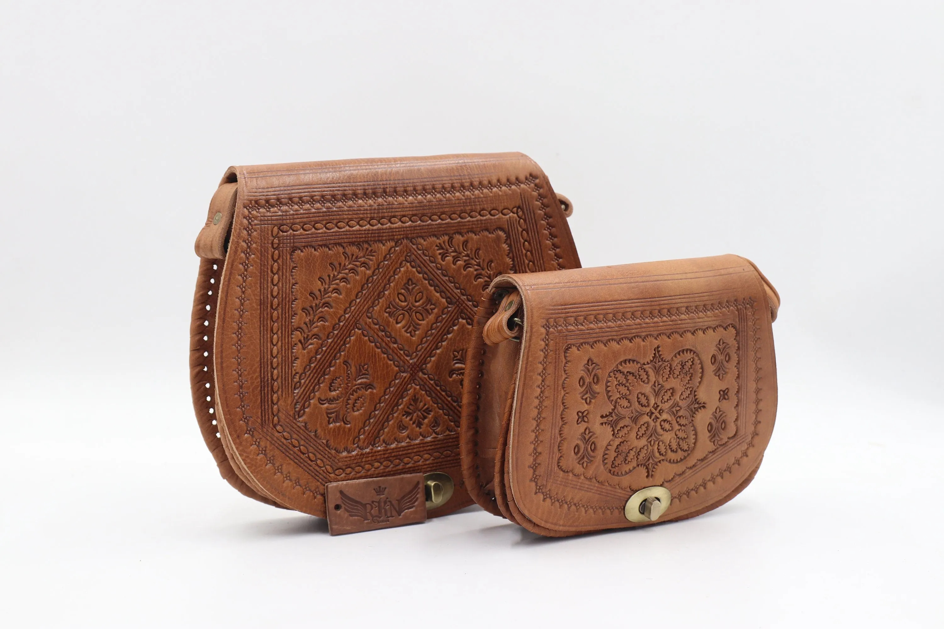 Handcrafted Leather Crossbody Bag in Camel Color