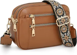 Handmade Colorful Straps Crossbody Leather Bags & Purse, Waterproof Multi-pocket Crossbody Bag for Women