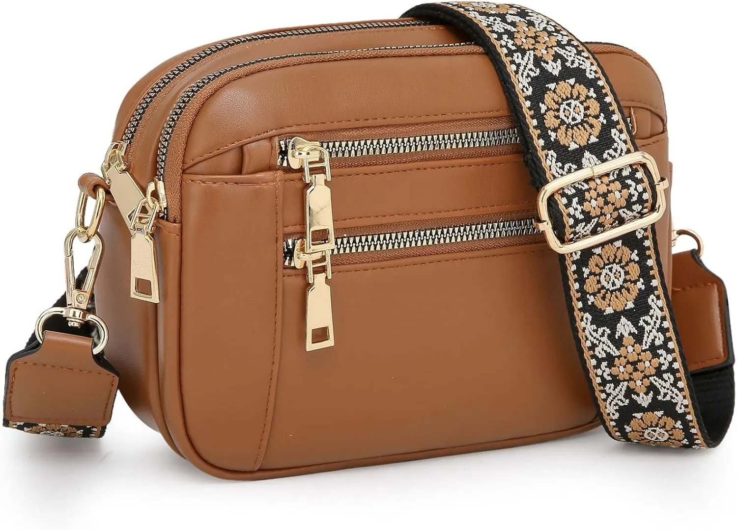 Handmade Colorful Straps Crossbody Leather Bags & Purse, Waterproof Multi-pocket Crossbody Bag for Women