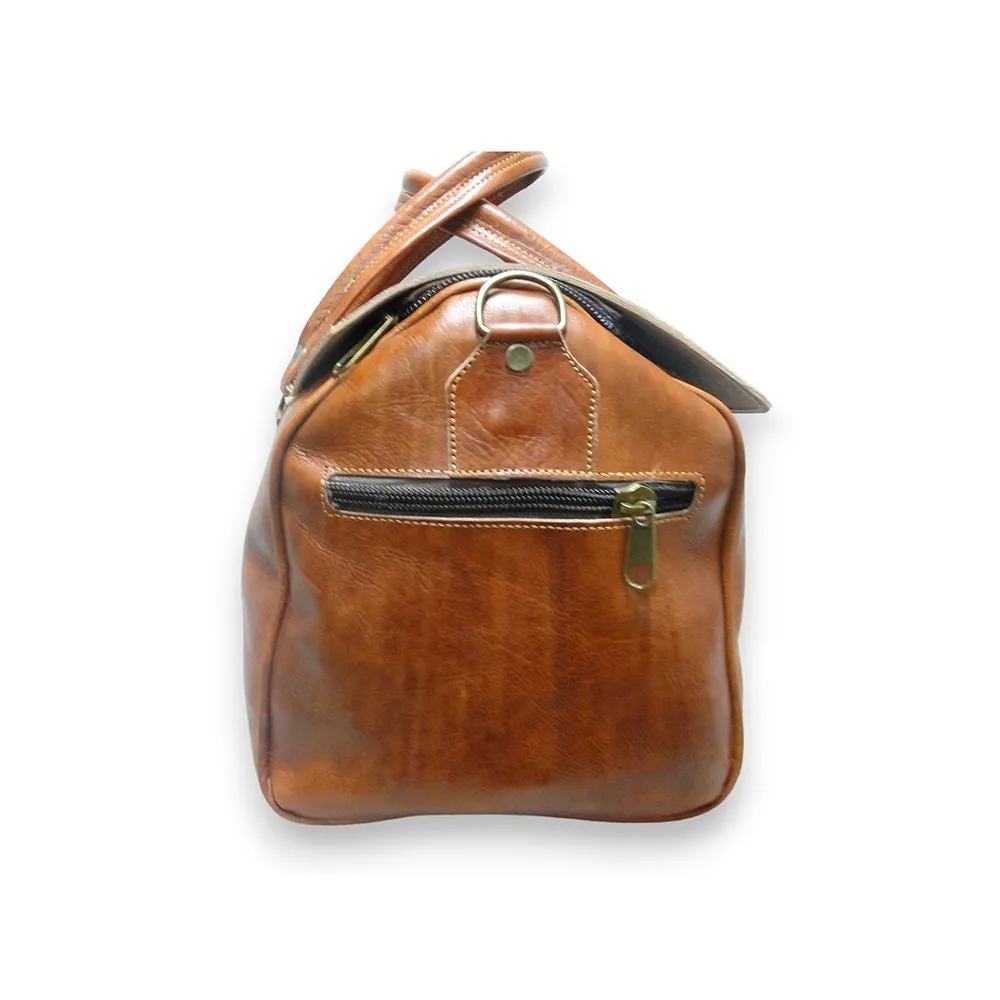 Handwoven Moroccan Weekender Bag - Authentic Leather Travel Companion