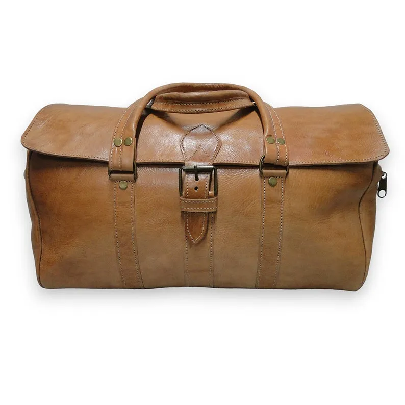 Handwoven Moroccan Weekender Bag - Authentic Leather Travel Companion