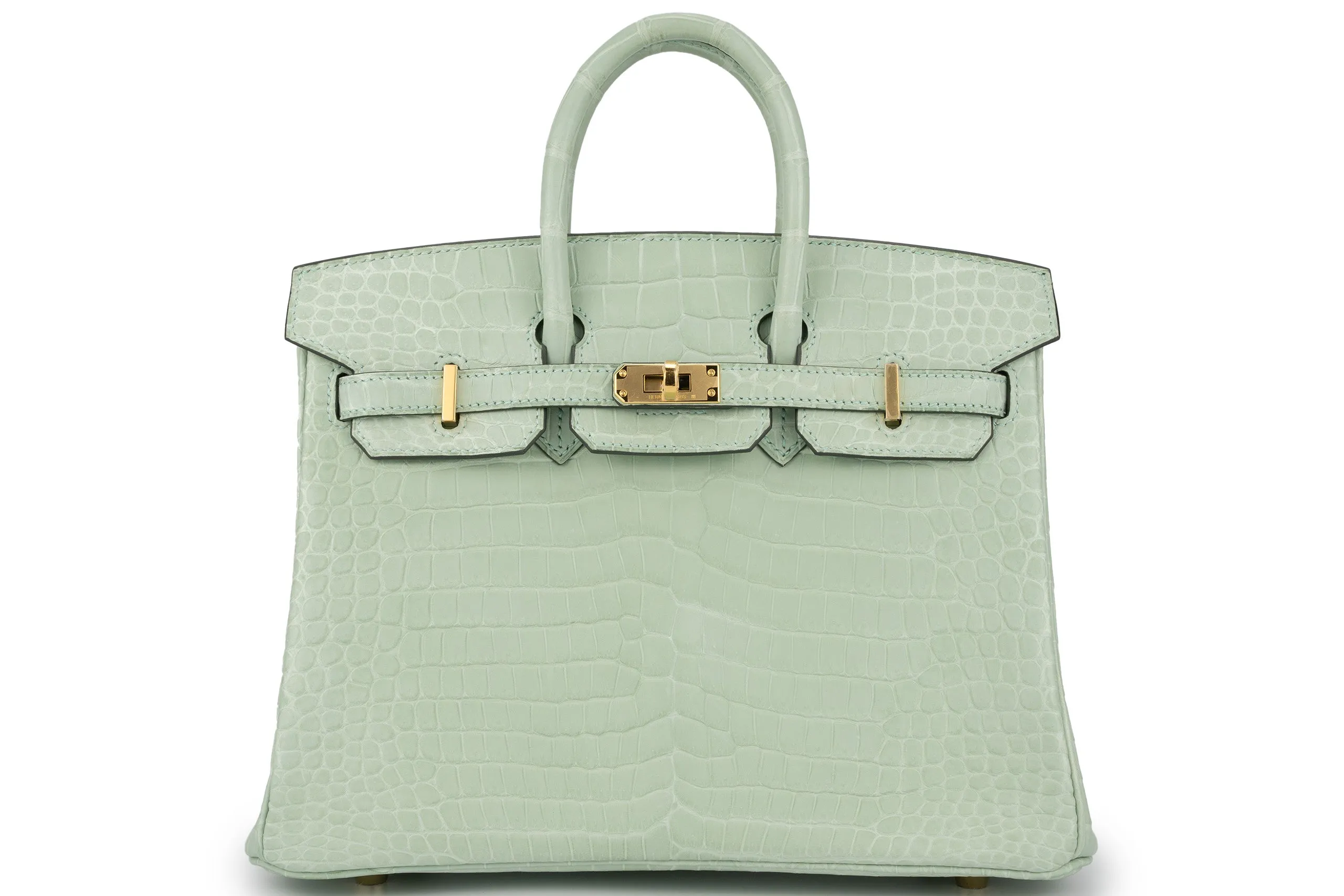 Hermès Birkin 25 Exotic Crocodile porosus Vert Deau GHW