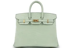Hermès Birkin 25 Exotic Crocodile porosus Vert Deau GHW
