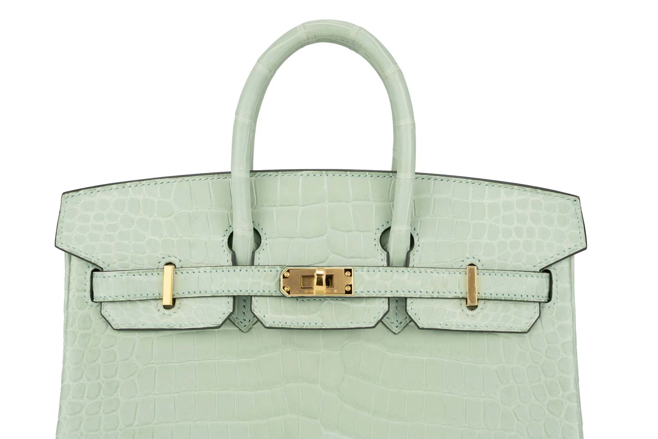 Hermès Birkin 25 Exotic Crocodile porosus Vert Deau GHW