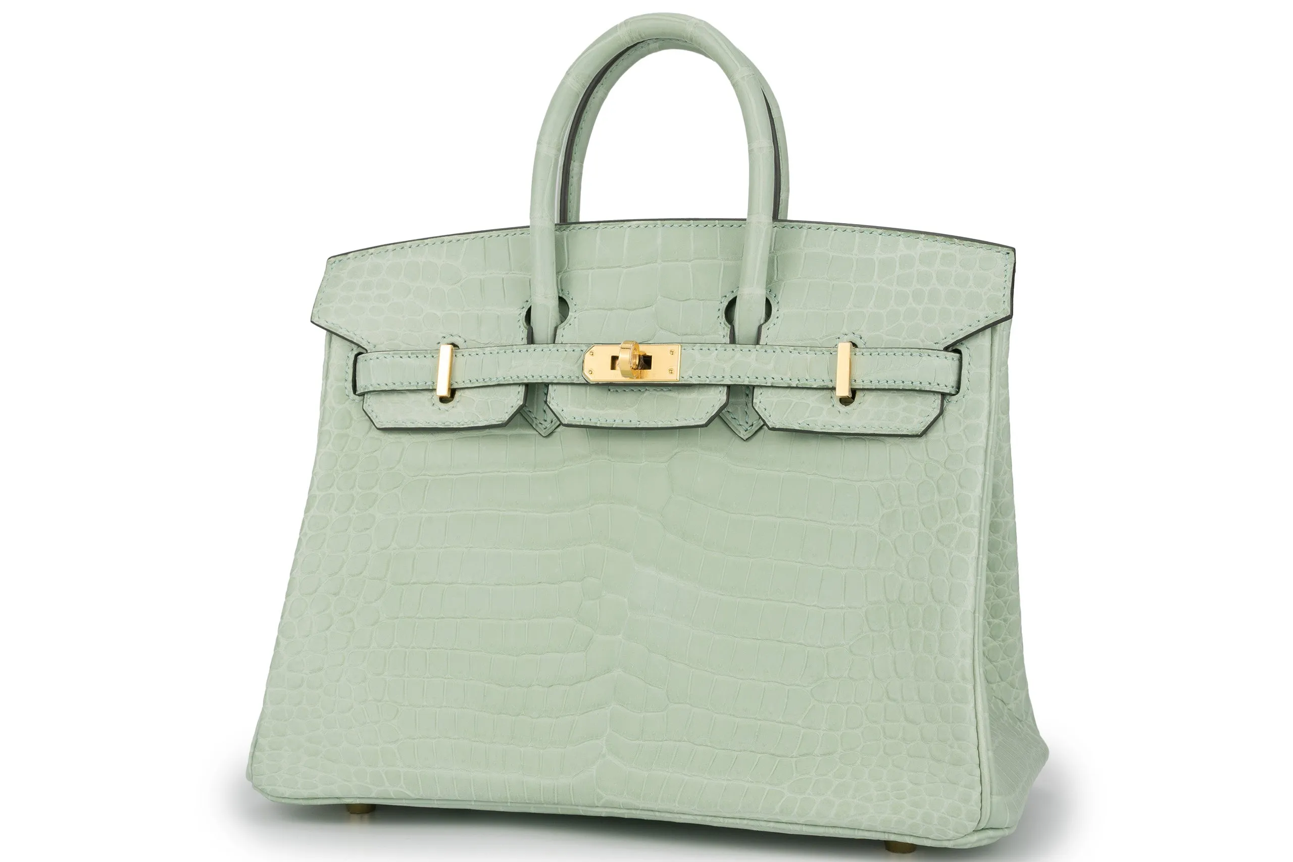 Hermès Birkin 25 Exotic Crocodile porosus Vert Deau GHW