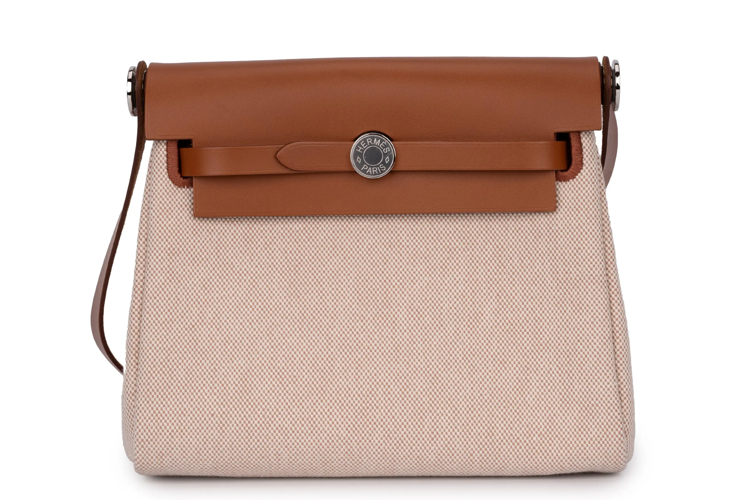 Hermès	Herbag Mini		Ecru  Toile	Fauve Naturel	PHW