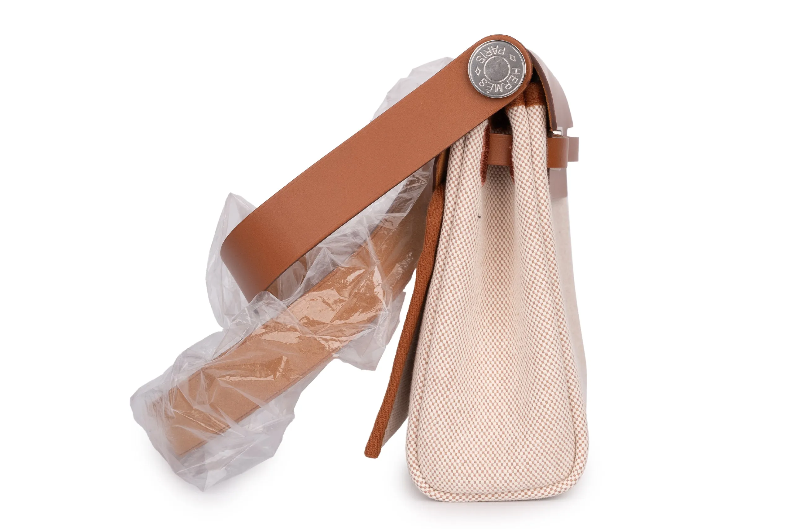 Hermès	Herbag Mini		Ecru  Toile	Fauve Naturel	PHW
