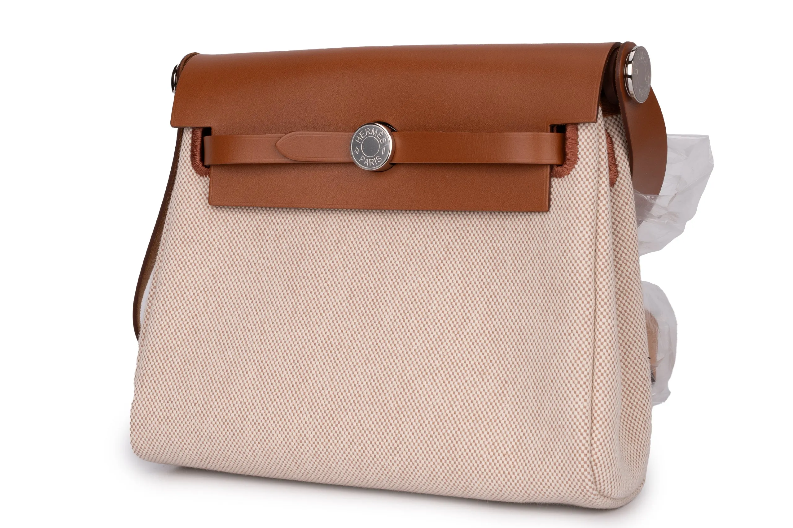 Hermès	Herbag Mini		Ecru  Toile	Fauve Naturel	PHW