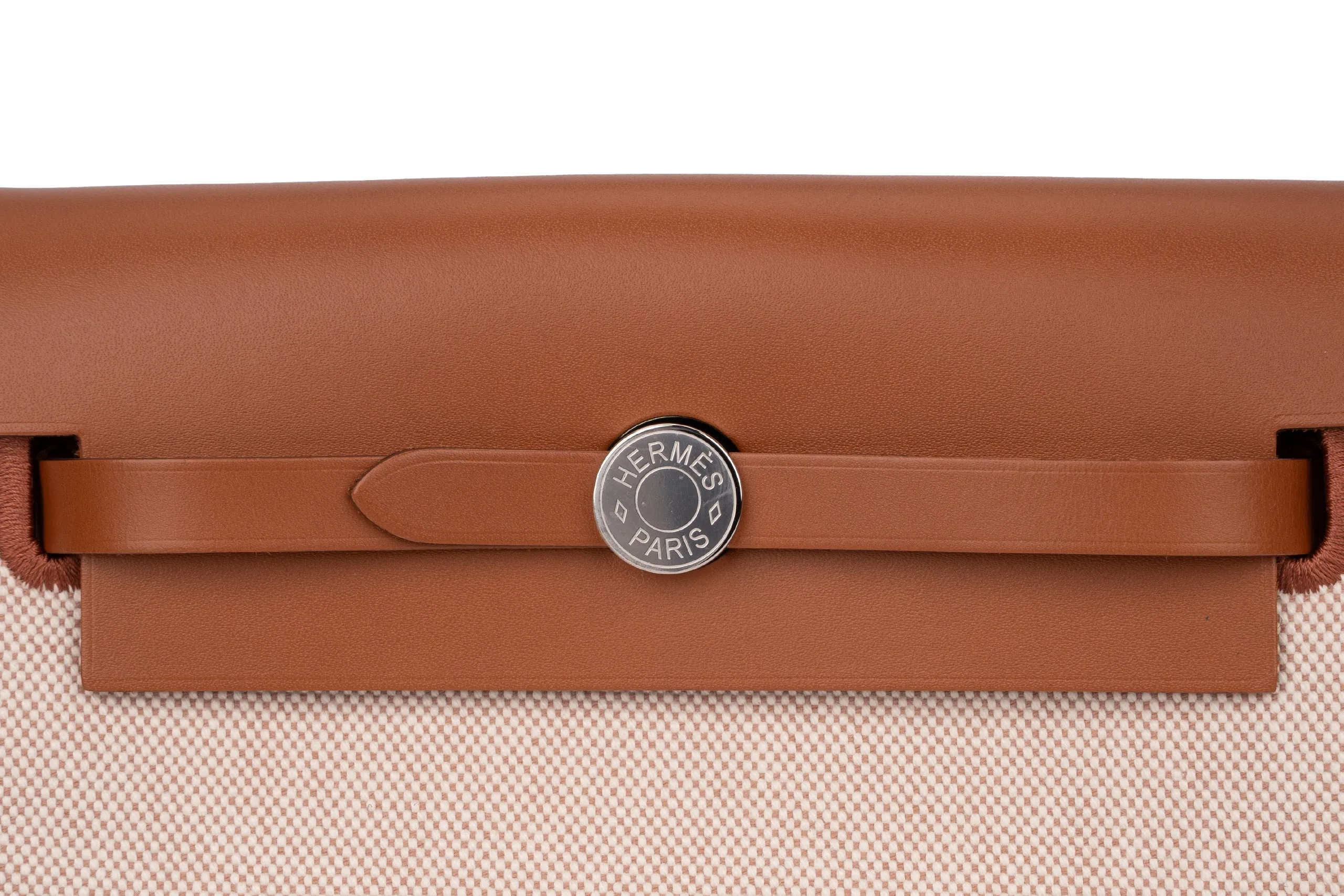 Hermès	Herbag Mini		Ecru  Toile	Fauve Naturel	PHW