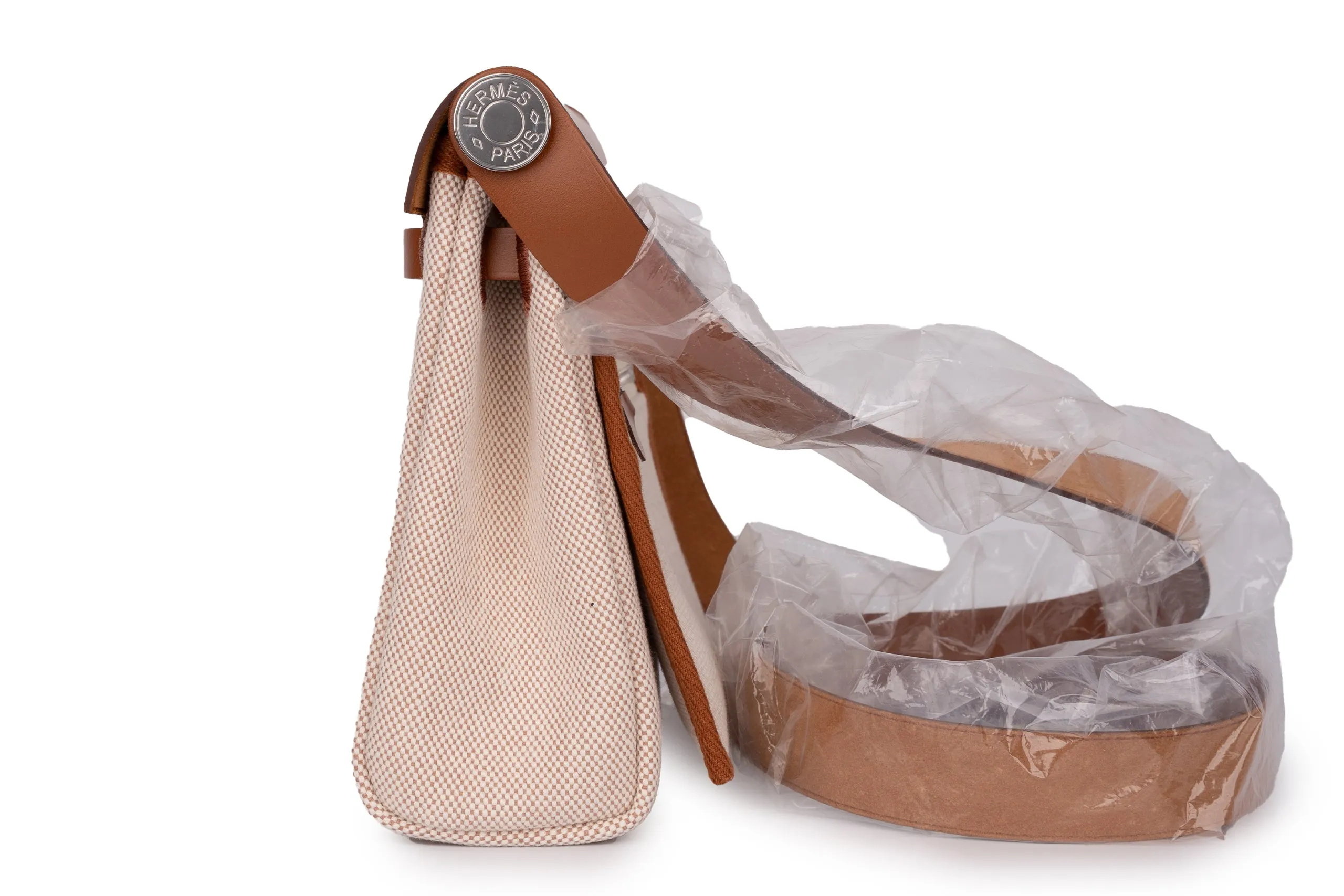 Hermès	Herbag Mini		Ecru  Toile	Fauve Naturel	PHW