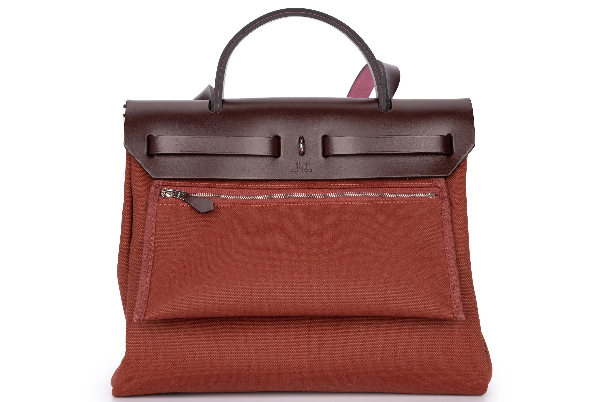 Hermès Herbag Zip 31 Tasche Retourne H Rouge  PHW