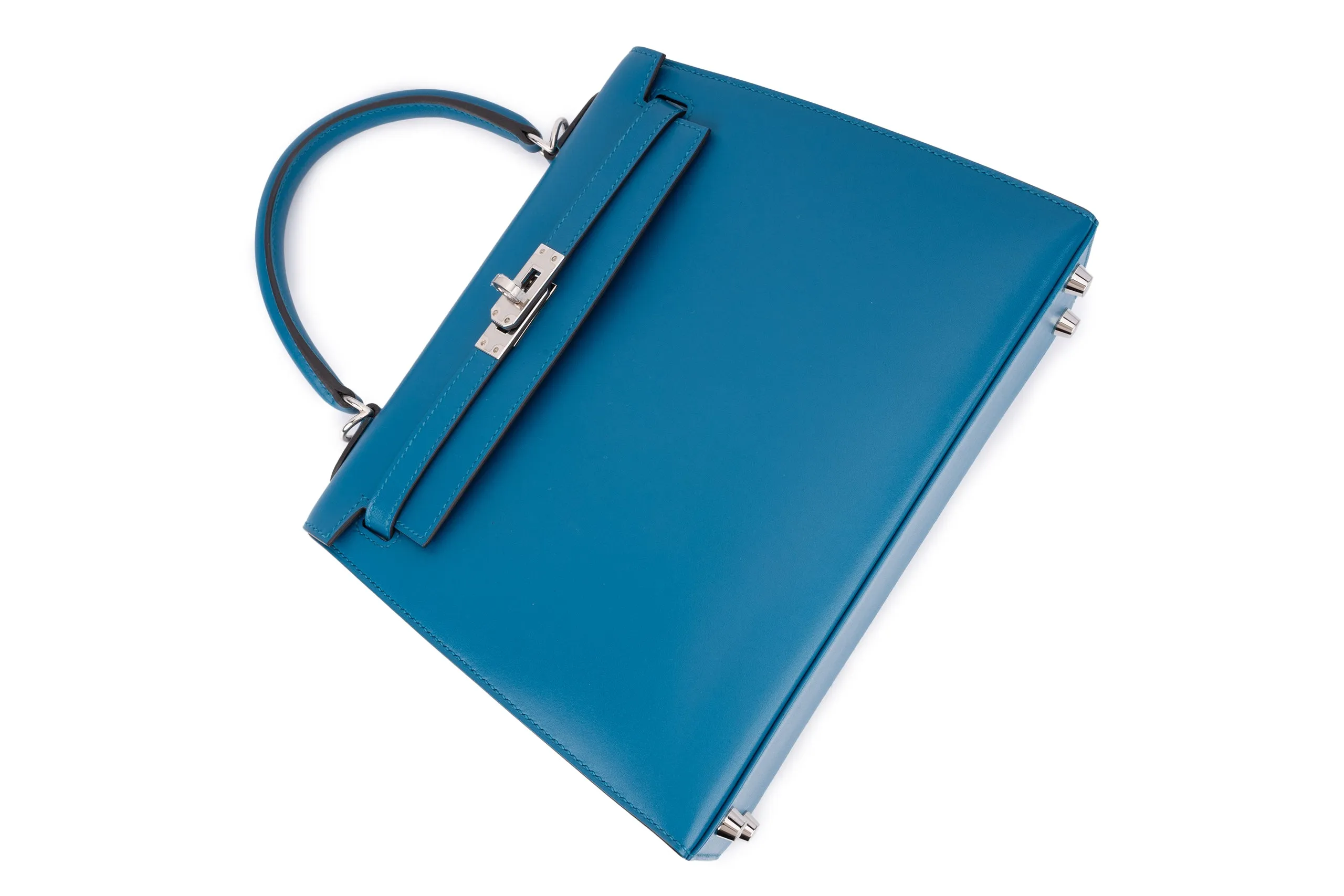 Hermès Kelly 25	Sellier	Tadelakt	Bleu Izmir	PHW