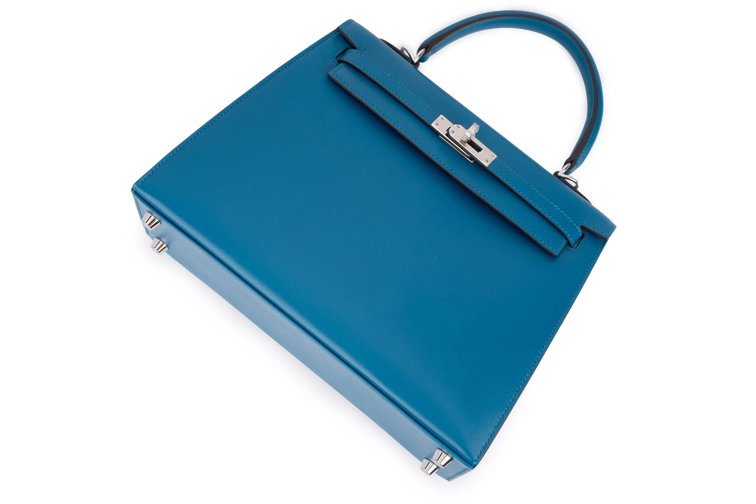 Hermès Kelly 25	Sellier	Tadelakt	Bleu Izmir	PHW