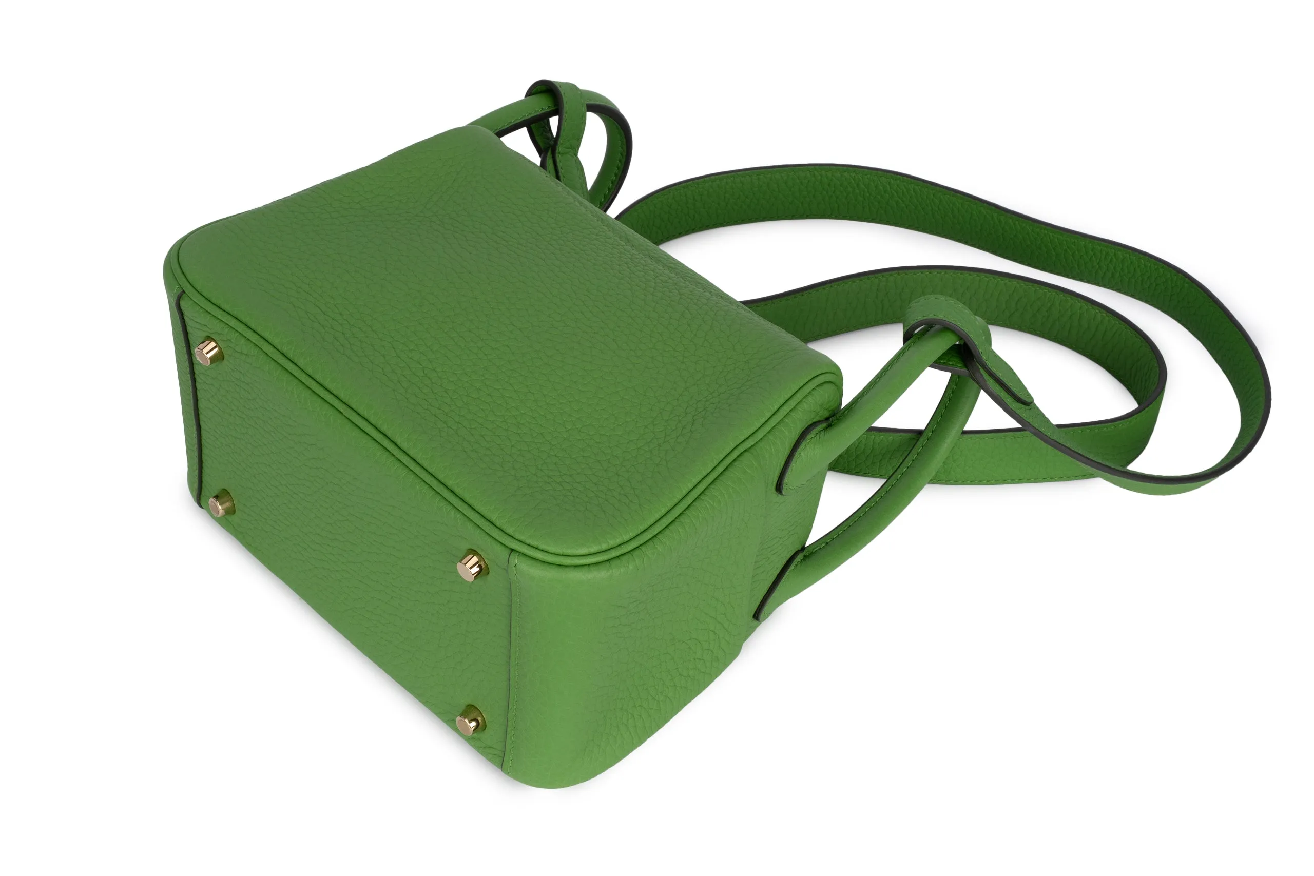 Hermès Mini Lindy Clemence	Vert Yucca	GHW