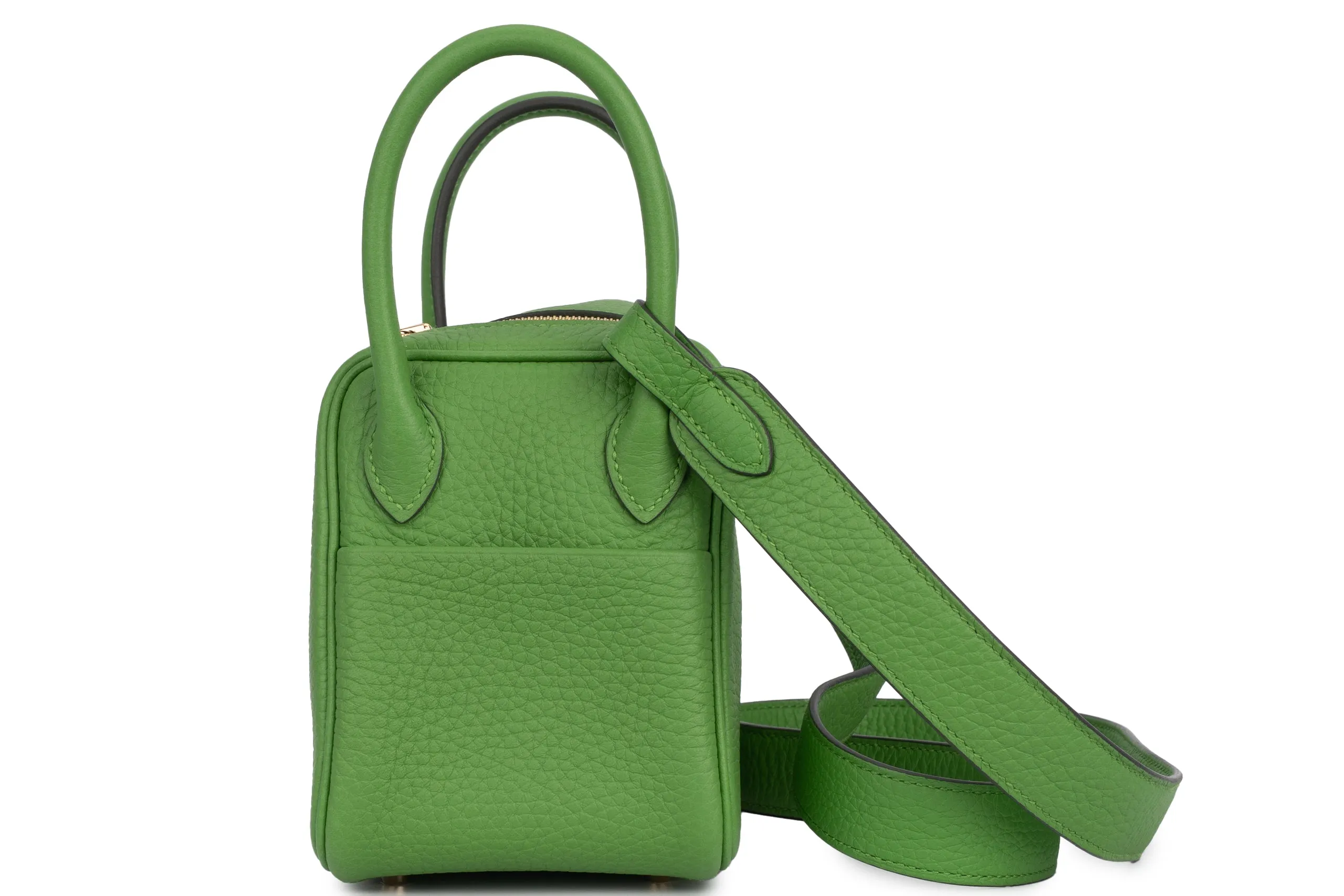 Hermès Mini Lindy Clemence	Vert Yucca	GHW