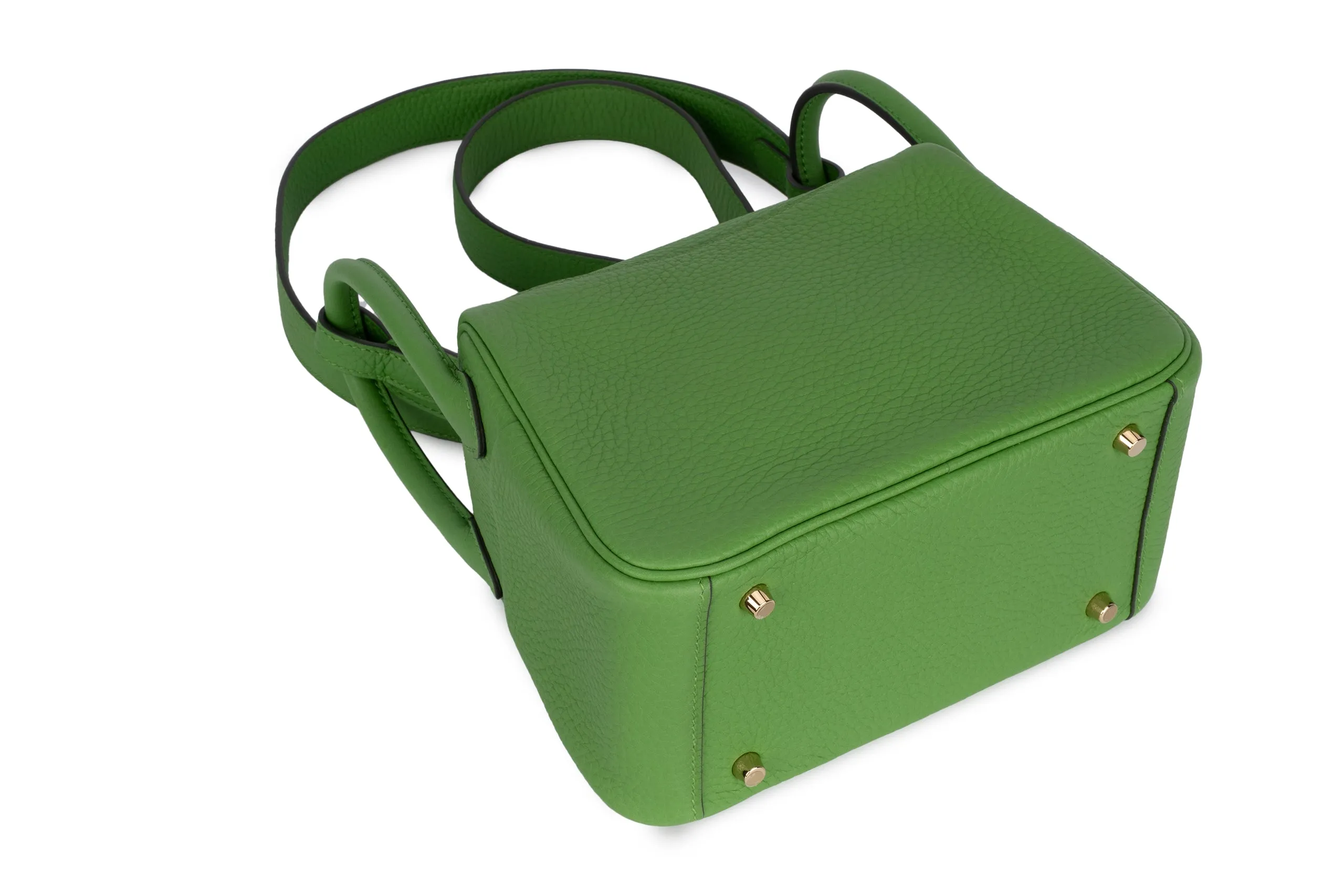 Hermès Mini Lindy Clemence	Vert Yucca	GHW