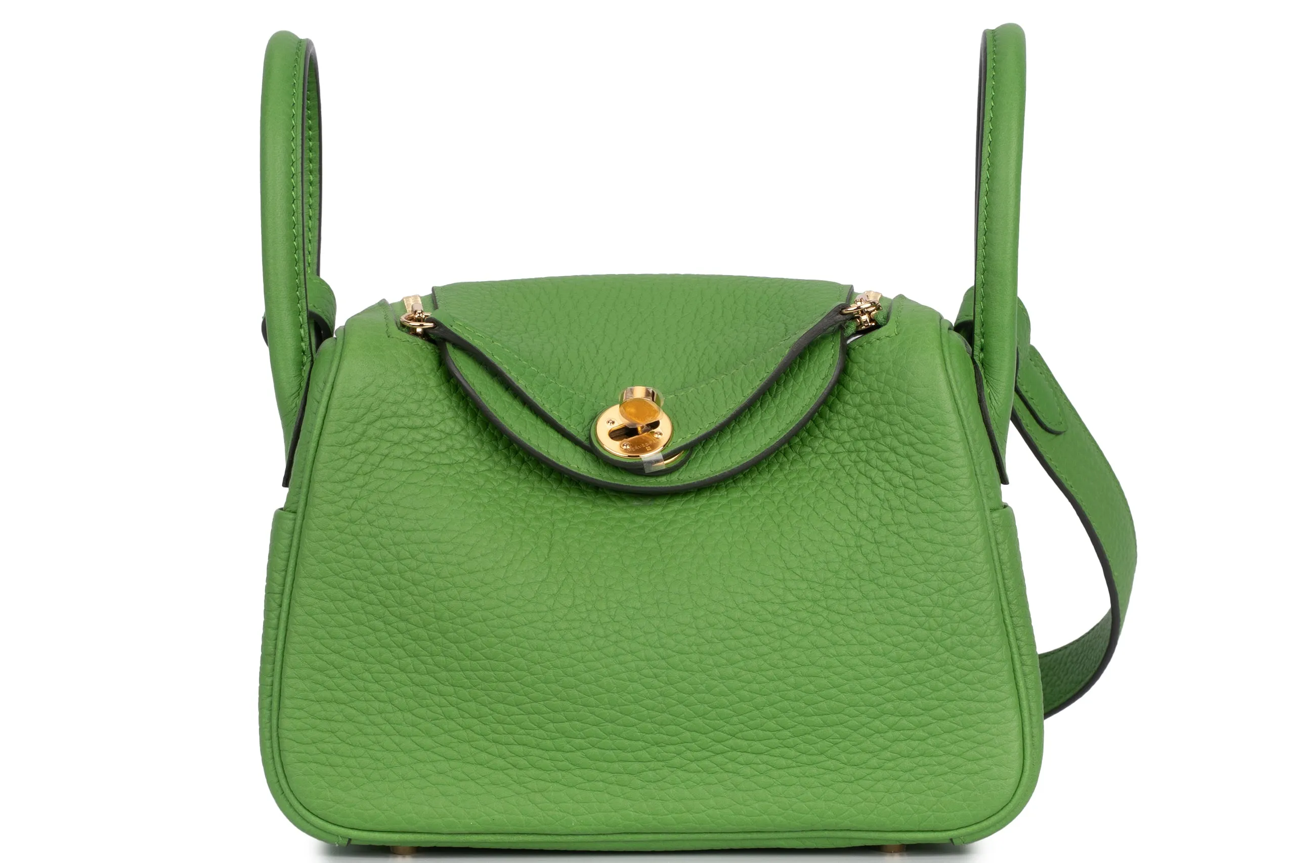 Hermès Mini Lindy Clemence	Vert Yucca	GHW