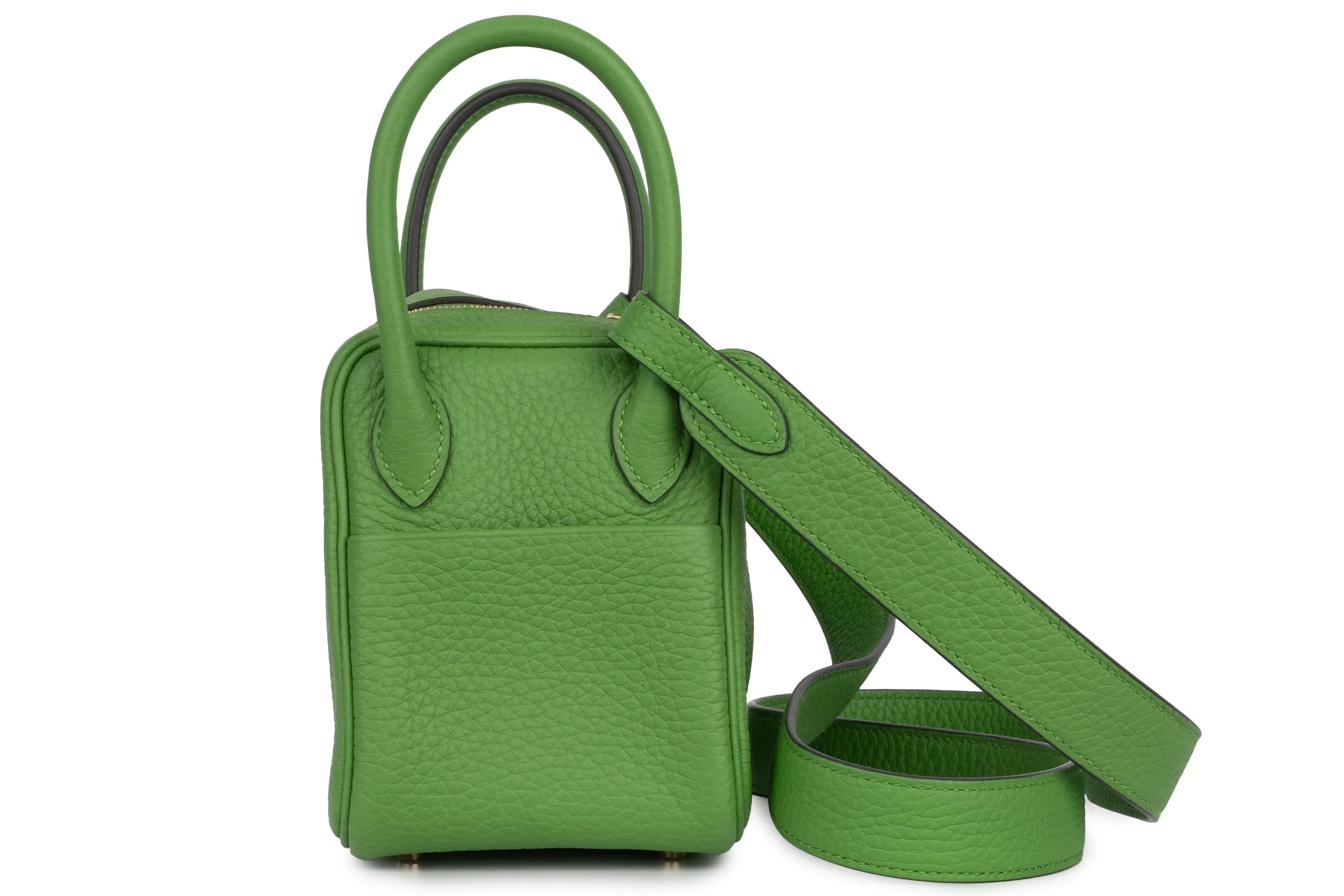 Hermès Mini Lindy Clemence	Vert Yucca	GHW