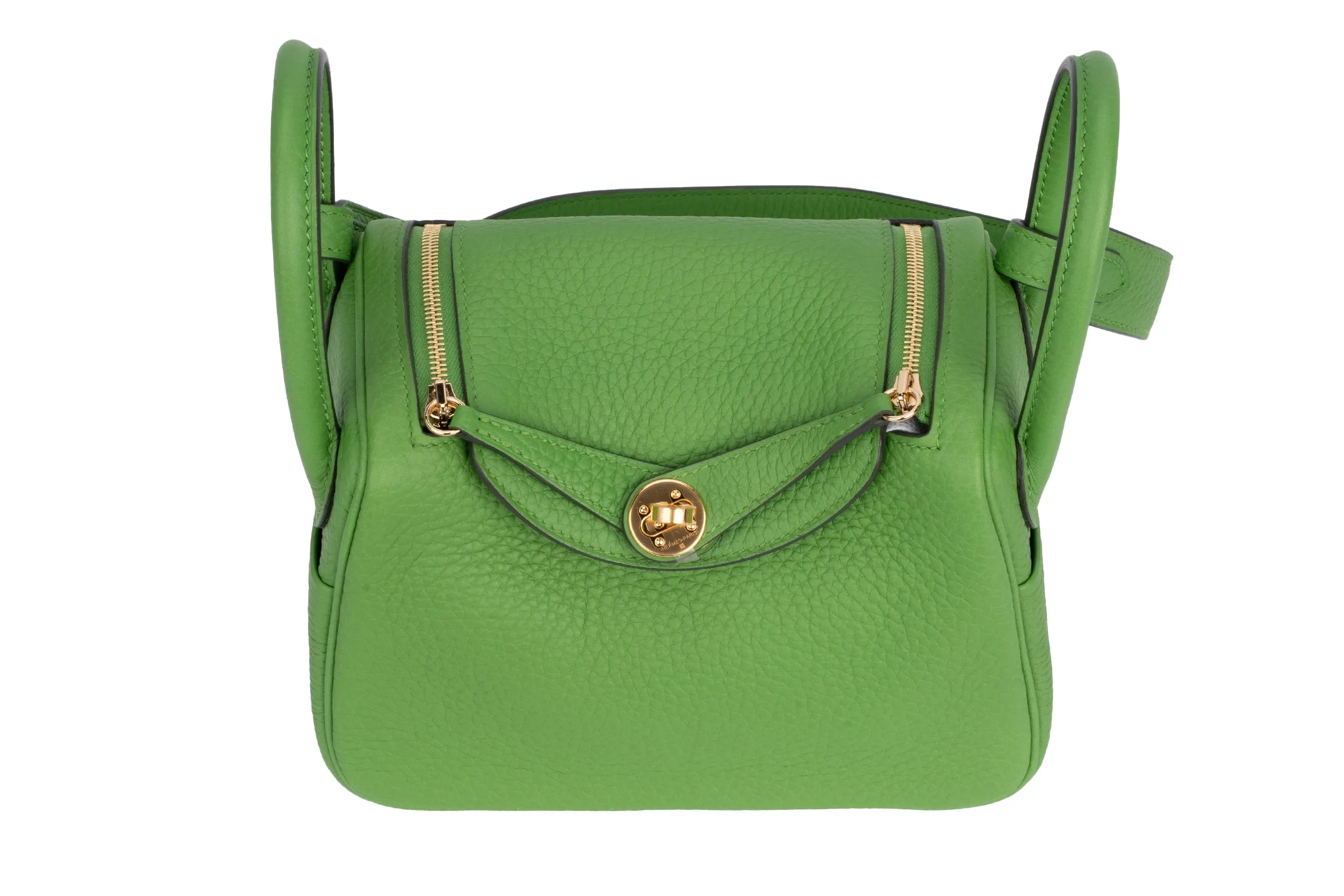 Hermès Mini Lindy Clemence	Vert Yucca	GHW